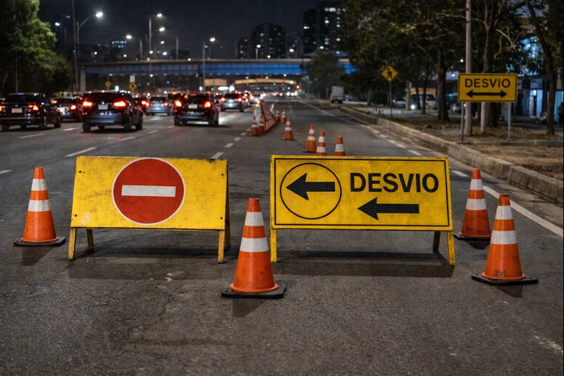 Pista local da Av. das Nações Unidas terá interdição noturna em Santo Amaro para instalação de passarela