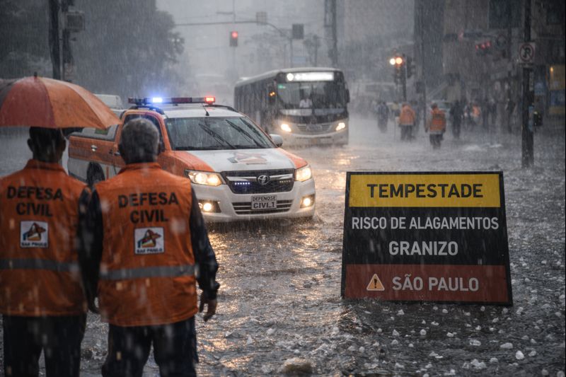 Defesa Civil alerta para risco de chuvas fortes em São Paulo